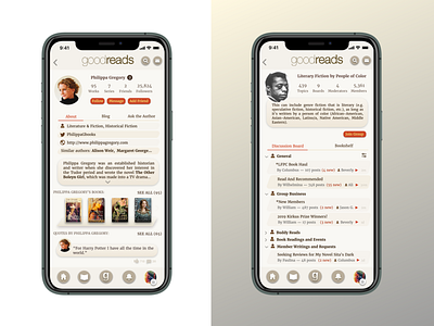 Goodreads Revisited: Author Page & Groups app author book book reading branding concept design feed flat follow goodreads ios minimal page profile profile page reading app redesign ui ux