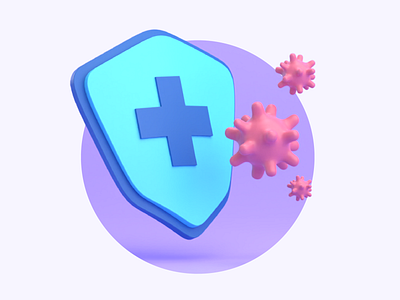 3D Illustration Shield Protect from Virus