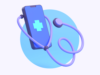 3D ILLUSTRATION STETHOSCOPE MEDICAL KIT WITH SMARTPHONE 3d icon 3d ilustration app design healthcare icon illustration ui ux website