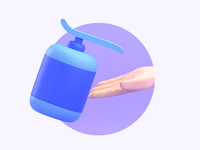 3D ILLUSTRATION HAND SANITIZER BOTTLE AND HAND