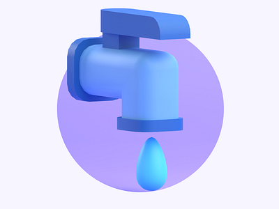 3D ILLUSTRATION ICON WATER TAP