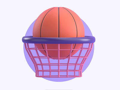 BASKETBALL AND RING BASKET 3D ICON