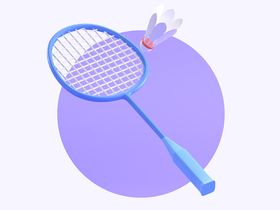 BADMINTON RACKET AND SHUTTLECOCK 3D ICON 3d icon 3d ilustration app design icon illustration sports ui ux website