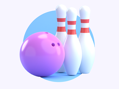 BOWLING BALL AND PINS 3D 3d icon 3d ilustration app bowling design icon illustration ui ux website