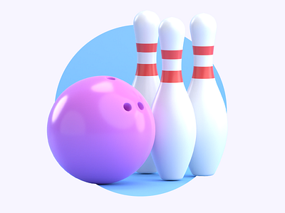 BOWLING BALL AND PINS 3D