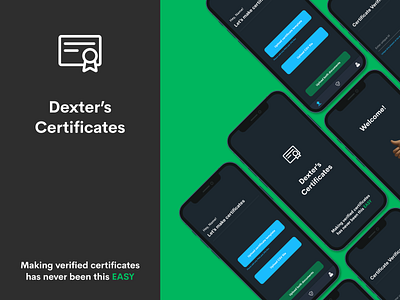 Dexter Certificates app design figma figmadesign graphicdesign hackathon illustration minimal ui ux uxui