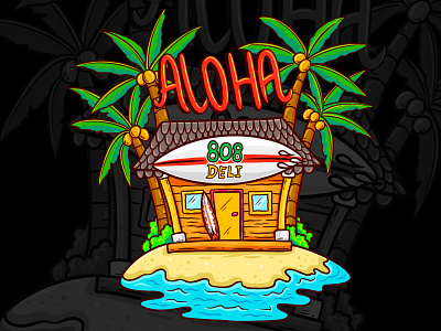 ALOHA aloha aloha shop beach beach illustration illustration island island illustration summer summertime surf shop surf shop illustration surfing surfisland