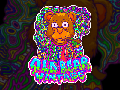 OLD BEAR VINTAGE cartoon funny illustration introvertikal introvertikalart psychedelic trippy