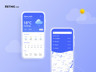 Weather forecast - Mobile App Design climate design dribbble best shot mobile app design ui ux uxui weather app zethicstudio zethictech