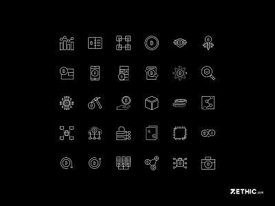 Blockchain - Icon Set blockchain blockchain icon set design icon iconset ui ux uxui zethic zethicstudio zethictech