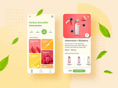 Perfect smoothie shop concept bright design drink food fresh fruit orange shop tasty ui uiux web yellow