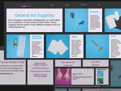 An Artist's Tool website css html scissors web design