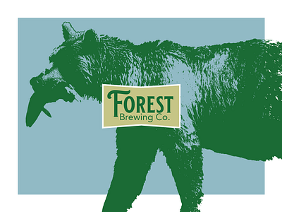 Forest Brewing Co. bear beer brewing fish forest logo mark