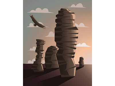 Rocks illustration mountain scenery vector