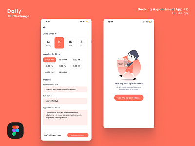 Booking Appointment App - Booking Appointment & Request UI app appointment booking challenge design illustration meeting ui ux