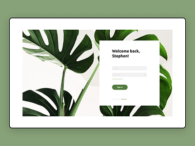 Sign In Form clean form green minimal plant register sign in sign up simple ui ux