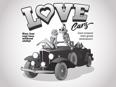 LOVE Cars cartoon character characterdesign creative design drawing illustration logo typography vector vintage