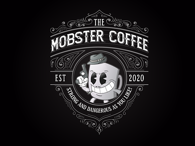 The Mobster Coffee cartoon character characterdesign coffee coffee cup coffee shop creative design drawing illustration logo typography vector