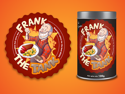 Frank the Tank Incredible Spices! cartoon character characterdesign creative design illustration label logo typography vector