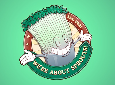 we're about sprouts logo! cartoon character characterdesign creative design drawing illustration logo typography vector
