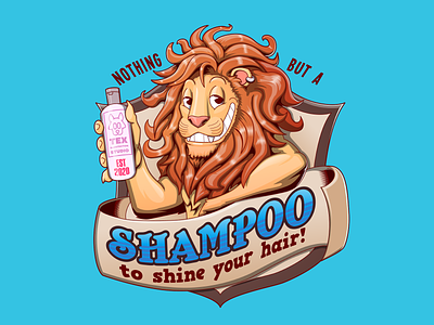 Lion Shampoo cartoon character design illustration shampoo shop typography vector