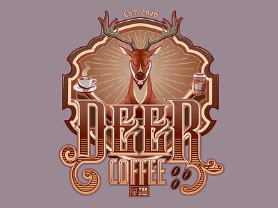 Deer Coffee cartoon character coffee deer illustration typography vector