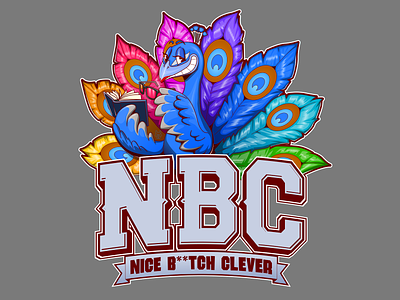 NBC bird cartoon design illustration logo peacock typography vector