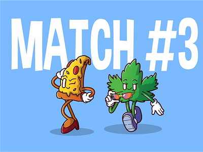 Match #3 design illustration pizza typography vector weed