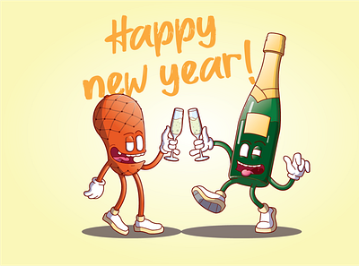 Happy New Year! cartoon characterdesign cheers design food happy new year illustration vector