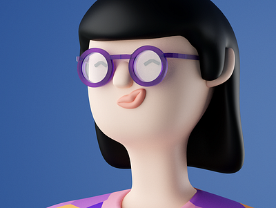 Girl with glasses 3d blender character editorial illustration illustrations process render workinprogress