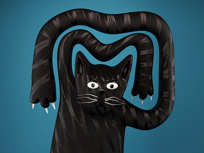 Angry Cat 3d 3d illustration angry black cat blender cat digital editorial illustration graphic design illustration lucky cat render ui