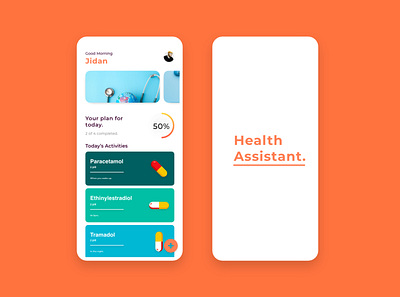 Health Assistant app application art design design app designer flat icon illustration illustrator minimal ui uiux