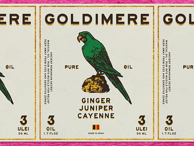 GOLDIMERE branding illustration label typography