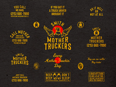 MOTHER TRUCKERS apparel mockup brand identity branding and identity graphic design iconography illustration typography