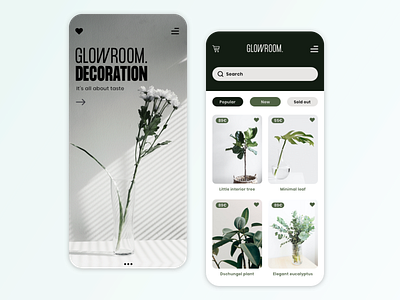 Glowroom // Decoration Shopping App Concept app app design branding design ecommerce design minimal mobile shopping app ui ui design user inteface user interface design