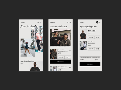 Vinnie's - Shopping App Concept app design app designer branding ecommerce design editorial design minimal mobile ui design