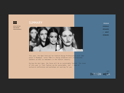 Landingpage - Web for Design Festival branding clean clean ui editorial design minimal ui ui design user inteface webdesign