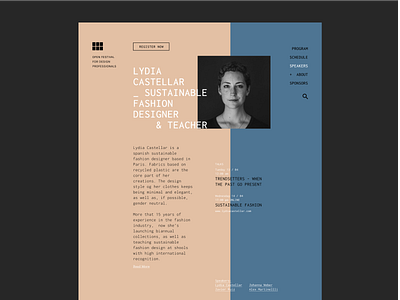 Speaker page - Web for Design Festival