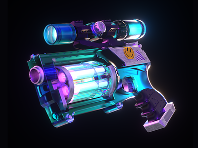 Powder App : 🔫 Gun 3d branding c4d color illustration neon neon light octane render