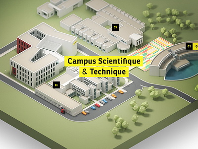 Colas Campus Illustration 3d c4d illustration low poly