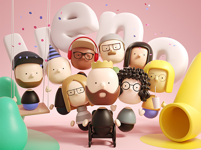 The Interview : Meet the crew 3d c4d character characters cute illustration interview octane render team ueno