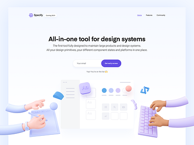 Specify Website 3d 3d illustration color design system landing page marketing tool ui website