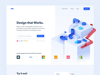 Maze : New Landing page 3d design illustration landing landing page product prototype prototyping testing ui ux