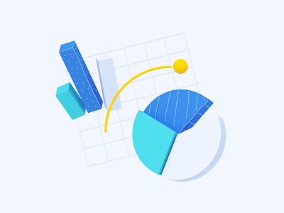 Maze : Report Illustration 3d charts graph illustration pie chart report