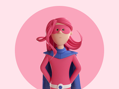 Design Thinking League - Magnetic Girl 3d c4d character hero illustration octanerender super hero