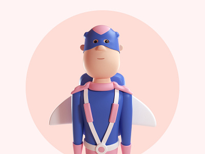 Design Thinking League - Captain Speed 3d c4d character hero illustration super hero