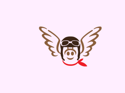 flying pig animal branding graphic design logo
