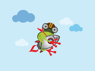 frog with jet animation branding graphic design logo