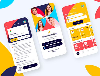 Jobly - job app 🤝 app app design hire interface job job application job search mobile product design ui uidesign ux