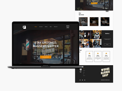 Woods Barbershop Homepage + Mockup